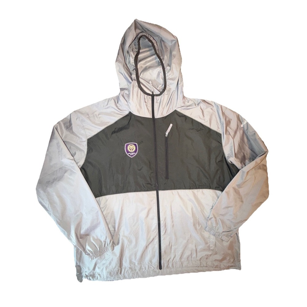 Columbia Men's Flash Forward Gray Windbreaker Orlando City Soccer Patch Size XXL